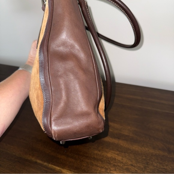 Coach Vintage Leather and Suede Tote Shoulder Bag Brown No L OP-9424 - Picture 9 of 14